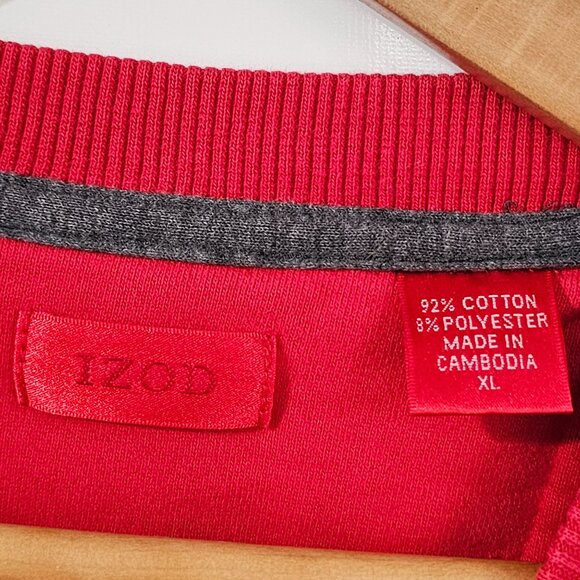 Izod Red Crewneck Sweatshirt XL Mens ~ SW105.1.5 - Picture 3 of 4